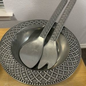 Wilton Armetale salad bowl and serving tools